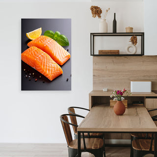 Paveikslas ant drobės, Lašiša su citrina Paveikslas ant drobės, Salmon fish Paveikslai ant drobės Gera namie - Geranamie.lt