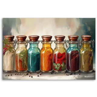 Paveikslas ant drobės, Virtuvės gėrybės Paveikslas ant drobės, Colourful Spices Herbs Paveikslai ant drobės Gera namie - Geranamie.lt