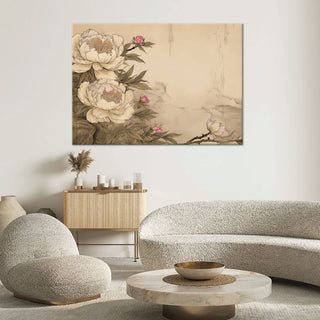 Paveikslas ant drobės, Bijūnai pastelėje retro Paveikslai ant drobės Gera namie - Geranamie.lt