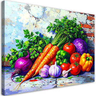 Paveikslas ant drobės, Šviežių daržovių natiurmortas Paveikslas ant drobės, Colourful Vegetables Plants Paveikslai ant drobės Gera namie - Geranamie.lt