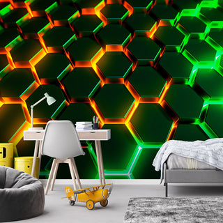 Fototapetai, Neoniniai oranžiniai kubai 3DTapetai Gera namie - Geranamie.lt