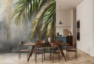 Fototapetai, Palmių lapai betono fone