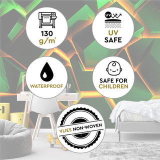 Fototapetai, Neoninės žalios formos 3DTapetai Gera namie - Geranamie.lt