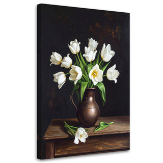 Paveikslas ant drobės, tulpės vazoje Canvas picture, Still life white tulips Paveikslai ant drobės Gera namie - Geranamie.lt