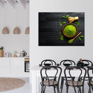 Paveikslas ant drobės, Matcha milteliai dubenyje Paveikslas ant drobės, Matcha in a bowl Tea Paveikslai ant drobės Gera namie - Geranamie.lt