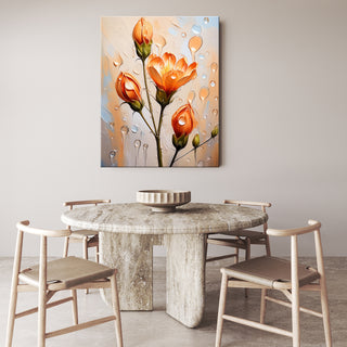 Paveikslas ant drobės, Oranžinės gėlės rasoje Paveikslai ant drobės Gera namie - Geranamie.lt