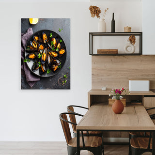 Paveikslas ant drobės, Gurmaniškos midijos Paveikslas ant drobės, Seafood mussels Paveikslai ant drobės Gera namie - Geranamie.lt