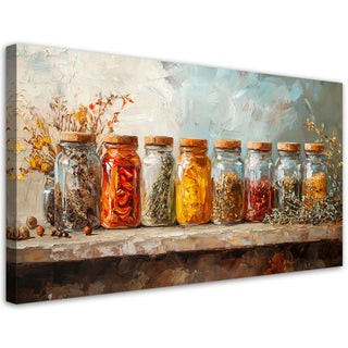 Paveikslas ant drobės, Prieskonių lentyna Paveikslas ant drobės, Herbs Spices Colourful Paveikslai ant drobės Gera namie - Geranamie.lt