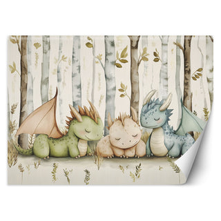 Wallpaper for children's rooms, Baby Dragons Animals in the forest