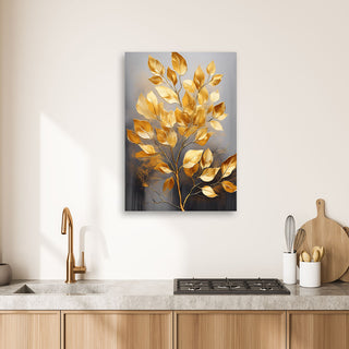 Paveikslas ant drobės, Aukso šakelė pilkame fone Paveikslai ant drobės Gera namie - Geranamie.lt