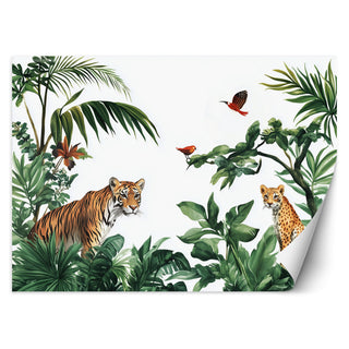 Wallpaper for children, Palm trees Tiger Animals Africa