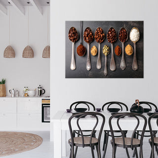 Paveikslas ant drobės, Kavos aromatai Paveikslas ant drobės, Coffee Beans Spoons Paveikslai ant drobės Gera namie - Geranamie.lt