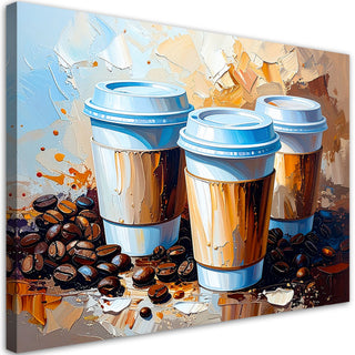 Paveikslas ant drobės, Trys kavos Paveikslas ant drobės for the kitchen bar, Coffee Cups Paveikslai ant drobės Gera namie - Geranamie.lt
