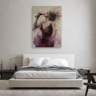 Paveikslas ant drobės, Moteris ir vyno taurės abstrakcija Paveikslai ant drobės Gera namie - Geranamie.lt