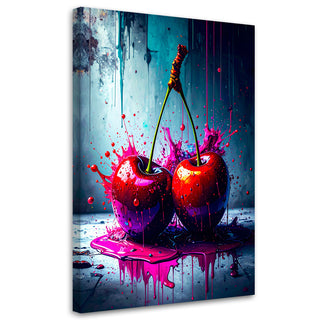 Paveikslas ant drobės, Vyšnių duetas Paveikslas ant drobės, Graffiti Cherries Fruit Paveikslai ant drobės Gera namie - Geranamie.lt