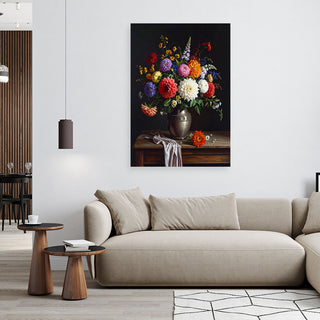 Paveikslas ant drobės, vasariškos gėlės Wall Art Print, Colourful bouquet of flowers in a vase Paveikslai ant drobės Gera namie - Geranamie.lt