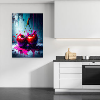 Paveikslas ant drobės, Vyšnių duetas Paveikslas ant drobės, Graffiti Cherries Fruit Paveikslai ant drobės Gera namie - Geranamie.lt