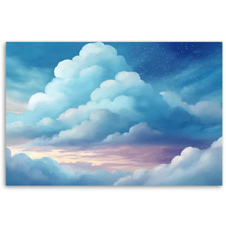 Painting on canvas, Blue clouds