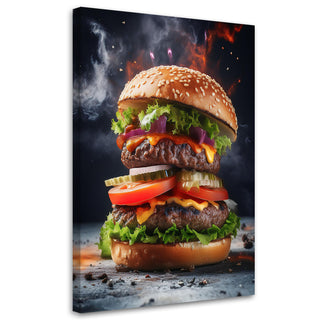 Paveikslas ant drobės, Didysis burgeris Paveikslas ant drobės, Burger Eating Restaurant Paveikslai ant drobės Gera namie - Geranamie.lt
