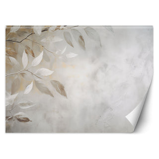 Wallpaper, Boho branches beige leaves concrete