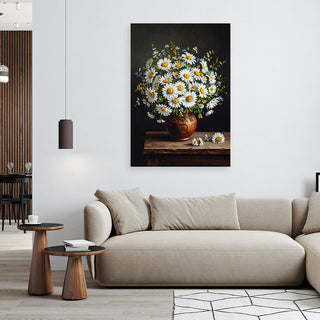 Paveikslas ant drobės, Žydinčios ramunės Wall Art Print, Daisies bouquet of wildflowers in a vase Paveikslai ant drobės Gera namie - Geranamie.lt