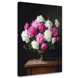 Paveikslas ant drobės, Bijūnai tamsoje Canvas picture, Peonies bouquet of flowers in a vase Paveikslai ant drobės Gera namie - Geranamie.lt