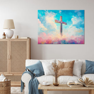 Paveikslas ant drobės, Kryžius spalvingame danguje Paveikslai ant drobės Gera namie - Geranamie.lt
