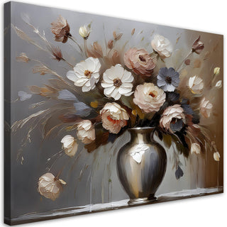 Paveikslas ant drobės, Gėlių vaza pilkame fone Paveikslai ant drobės Gera namie - Geranamie.lt