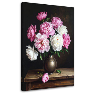Paveikslas ant drobės, Bijūnai vazoje Wall Art Print, Peonies pink bouquet of flowers Paveikslai ant drobės Gera namie - Geranamie.lt