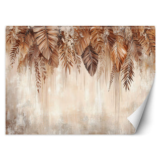 Wallpaper, Hanging beige brown leaves nature boho