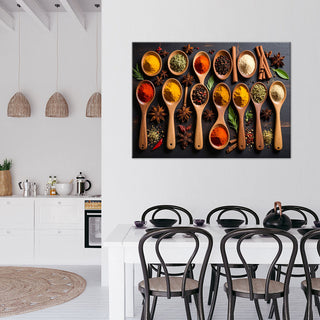 Paveikslas ant drobės, Prieskonių pasaulis Paveikslas ant drobės, Wooden spoons with spices Paveikslai ant drobės Gera namie - Geranamie.lt