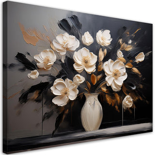 Paveikslas ant drobės, Gėlių vaza juodame fone Paveikslai ant drobės Gera namie - Geranamie.lt