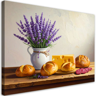 Paveikslas ant drobės, levandos ir duona Paveikslas ant drobės, Still life with lavender rolls Paveikslai ant drobės Gera namie - Geranamie.lt