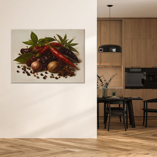 Paveikslas ant drobės, prieskonių rojus Paveikslas ant drobės, Red peppers herbs pepper Paveikslai ant drobės Gera namie - Geranamie.lt