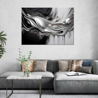 Paveikslas ant drobės, 3D Abstrakcija sidabro potėpiai Paveikslai ant drobės Gera namie - Geranamie.lt