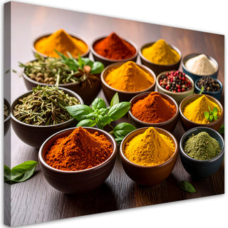 Paveikslas ant drobės, Virtuvės prieskoniai Paveikslas ant drobės, Colourful spices and herbs Paveikslai ant drobės Gera namie - Geranamie.lt