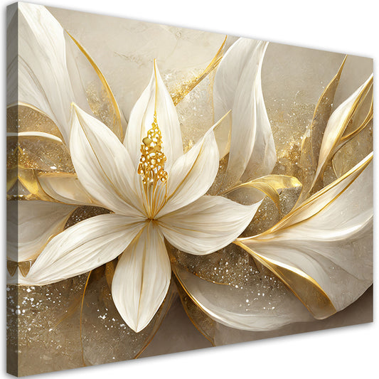 Paveikslas Ant Drobės, Auksinės glamūrinės gėlės 3D