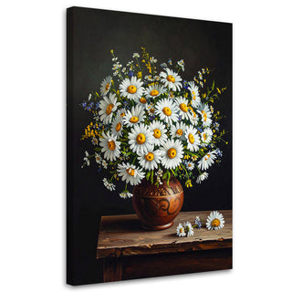 Paveikslas ant drobės, Žydinčios ramunės Wall Art Print, Daisies bouquet of wildflowers in a vase Paveikslai ant drobės Gera namie - Geranamie.lt