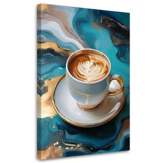 Paveikslas ant drobės, Kavos pertrauka Paveikslas ant drobės, Cup of Coffee Turquoise Marble Paveikslai ant drobės Gera namie - Geranamie.lt