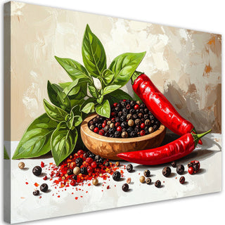 Paveikslas ant drobės, čili ir pipirai Paveikslas ant drobės, Chilli peppers spices herbs Paveikslai ant drobės Gera namie - Geranamie.lt