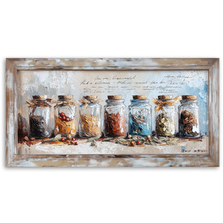 Paveikslas ant drobės, Prieskonių laboratorija Paveikslas ant drobės, Herbs Spices Jars Paveikslai ant drobės Gera namie - Geranamie.lt