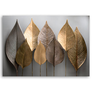 Paveikslas ant drobės, Auksinių lapų magija pilkame fone Paveikslai ant drobės Gera namie - Geranamie.lt