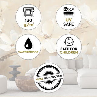 Fototapetai, White Flowers on Beige Background