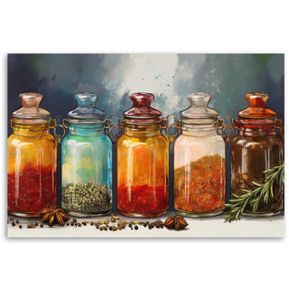 Paveikslas ant drobės, Prieskoniai virtuvėje Paveikslas ant drobės, Spices and Herbs in Bottles Paveikslai ant drobės Gera namie - Geranamie.lt