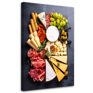 Paveikslas ant drobės, Sūrių asorti Paveikslas ant drobės, Cold cuts and cheese board Paveikslai ant drobės Gera namie - Geranamie.lt