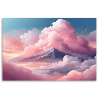 Painting on canvas, Pink clouds and sky