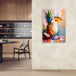 Paveikslas ant drobės, Tropinis kokteilis Paveikslas ant drobės, Pina Colada Cocktail Drink Paveikslai ant drobės Gera namie - Geranamie.lt