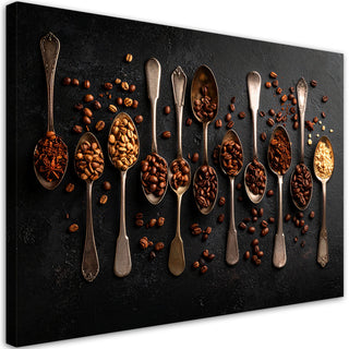 Paveikslas ant drobės, Kavos pupelės Paveikslas ant drobės, Coffee Beans Spoons Paveikslai ant drobės Gera namie - Geranamie.lt