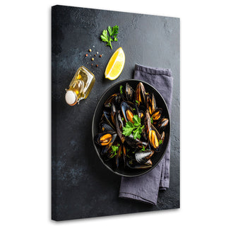 Paveikslas ant drobės, Viduržemio midijos Paveikslas ant drobės, Seafood mussels Paveikslai ant drobės Gera namie - Geranamie.lt