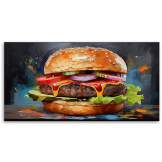 Paveikslas ant drobės, Klasikinis mėsainis Paveikslas ant drobės, Burger Sandwich Food Paveikslai ant drobės Gera namie - Geranamie.lt